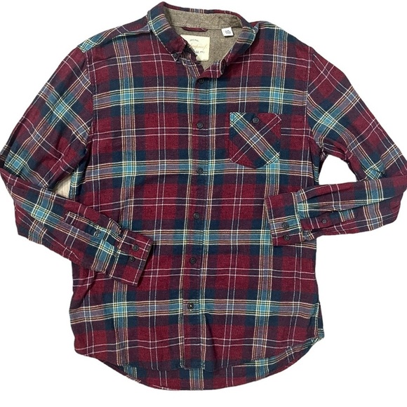Weatherproof Plaid Flannel Shirt Men L Fall Red Navy Lumberjack Gorpcore Outdoor - Picture 1 of 10